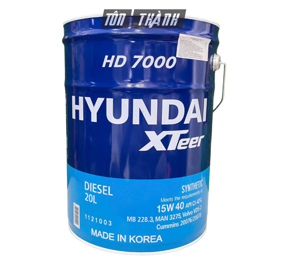 Dầu Động Cơ DIESEL HYUNDAI XTEER HD7000 15W-40 CI-4 (20 Lít) - Nhập Khẩu Hàn Quốc