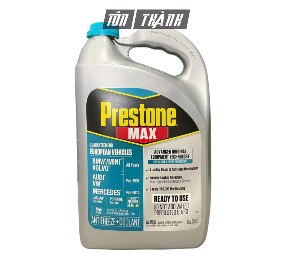 Nước Làm Mát Động Cơ Prestone MAX màu XANH LAM dành cho xe Châu Âu (3.78 lít)