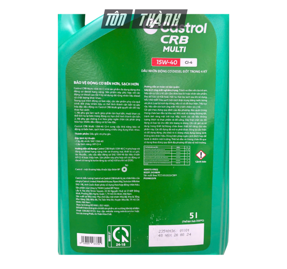 DẦU NHỚT ĐỘNG CƠ CASTROL CRB MULTI 15W-40 CI-4 (5 LÍT)