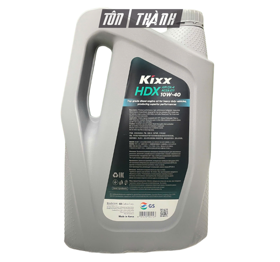 Dầu Động Cơ Diesel Kixx HDX CK-4 10W40 (6 Lít)