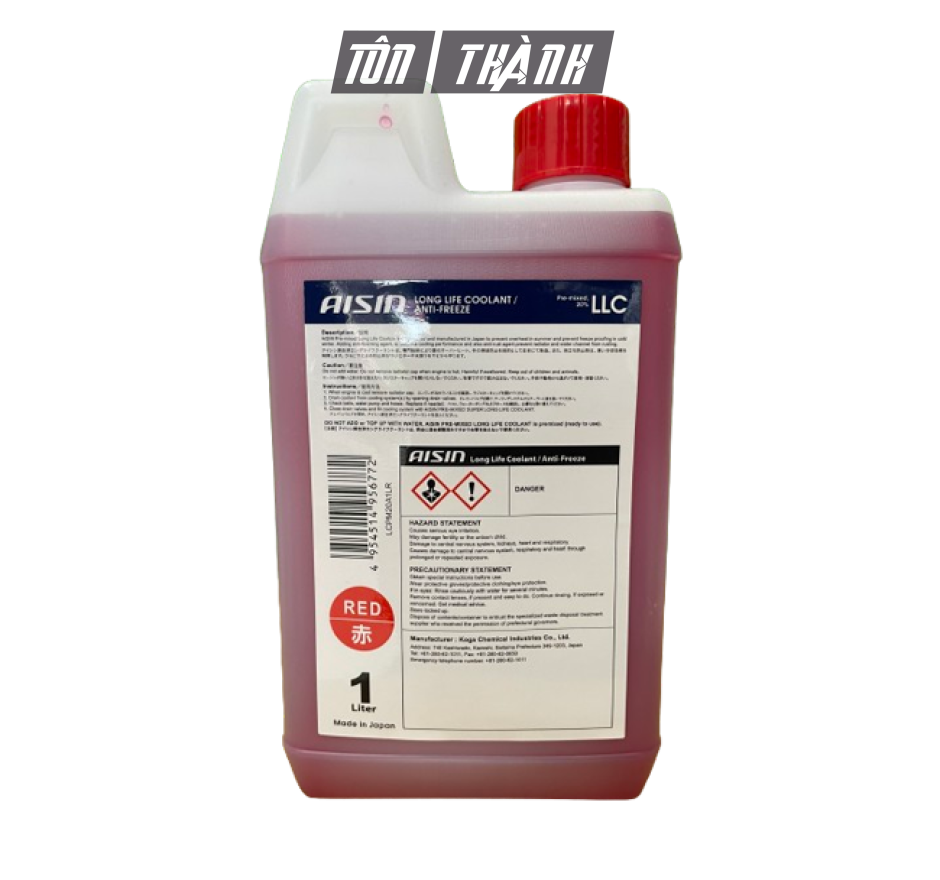 NƯỚC LÀM MÁT ĐỘNG CƠ MÀU ĐỎ AISIN LCPM20A4LR (1 LÍT)