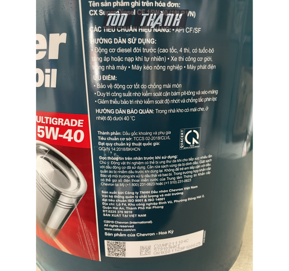 DẦU NHỚT ĐỘNG CƠ CALTEX SUPER DIESEL OIL 15W40 (18 LÍT)